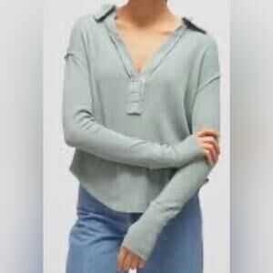 Free People Anakin Thermal top in a light green color size small